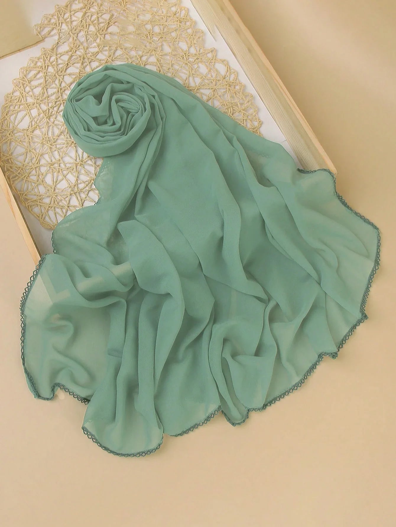 FADZOYLE Chiffon Crochet Edge Scarf