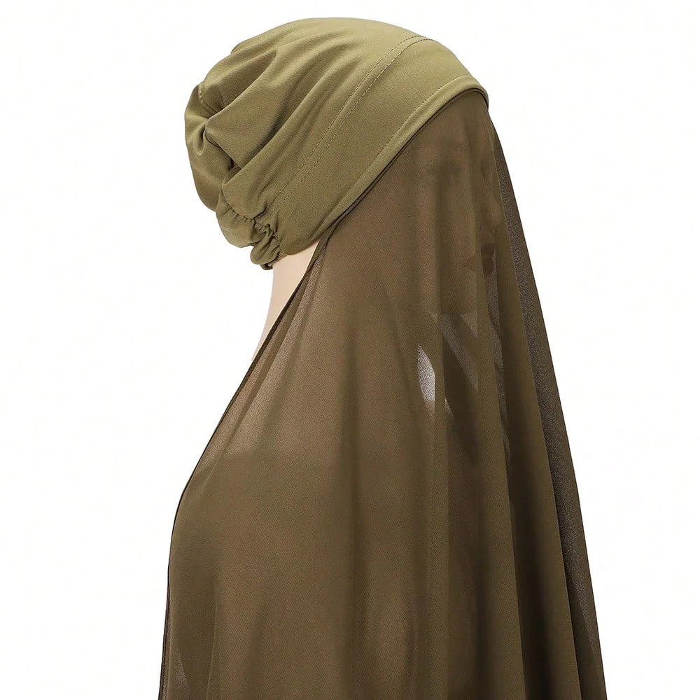Attached Modal Bonnet Chiffon Hijab