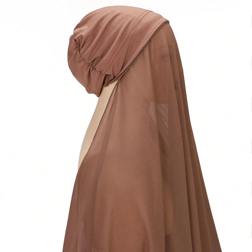 Attached Modal Bonnet Chiffon Hijab