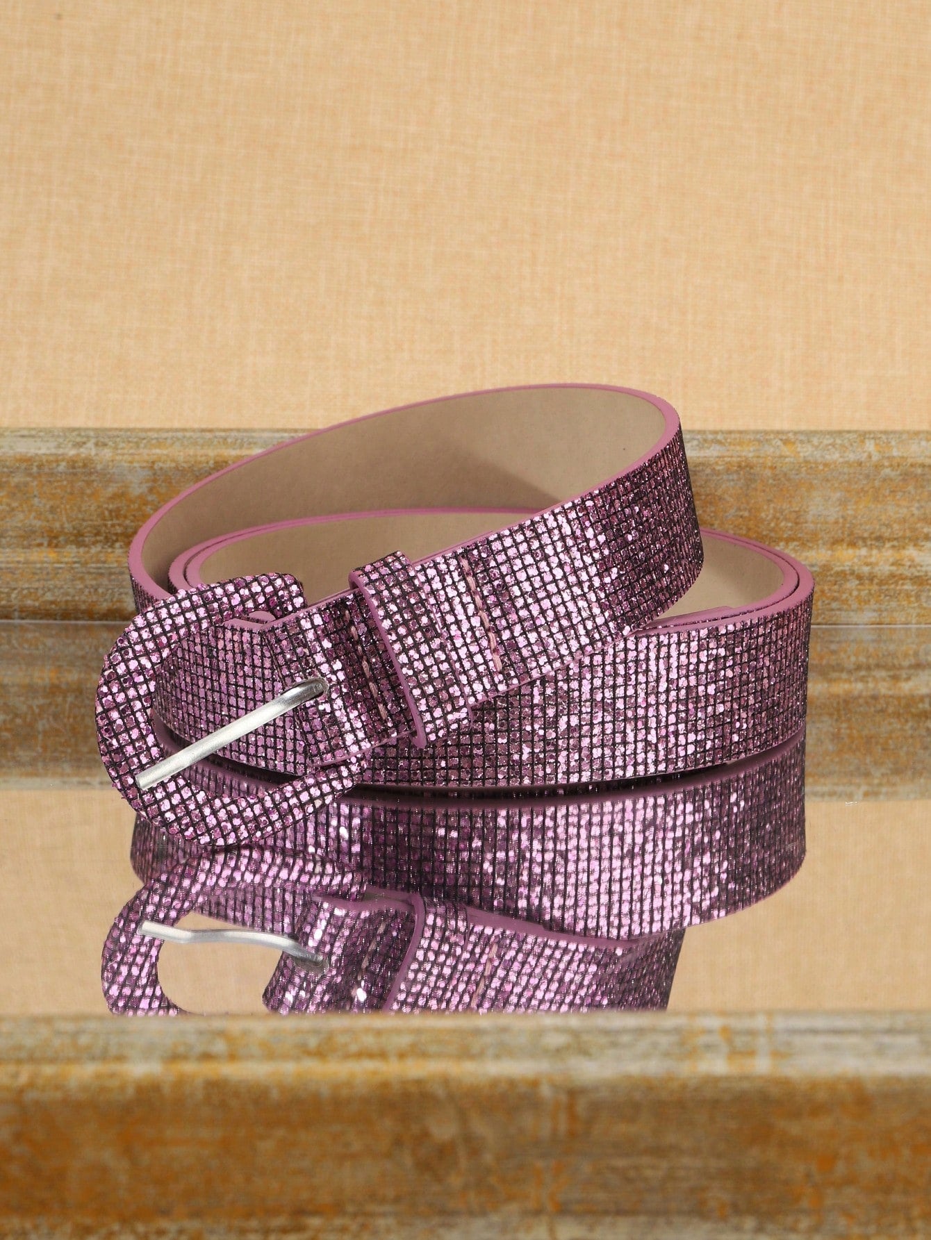 Women PU Glitter Waist Belt