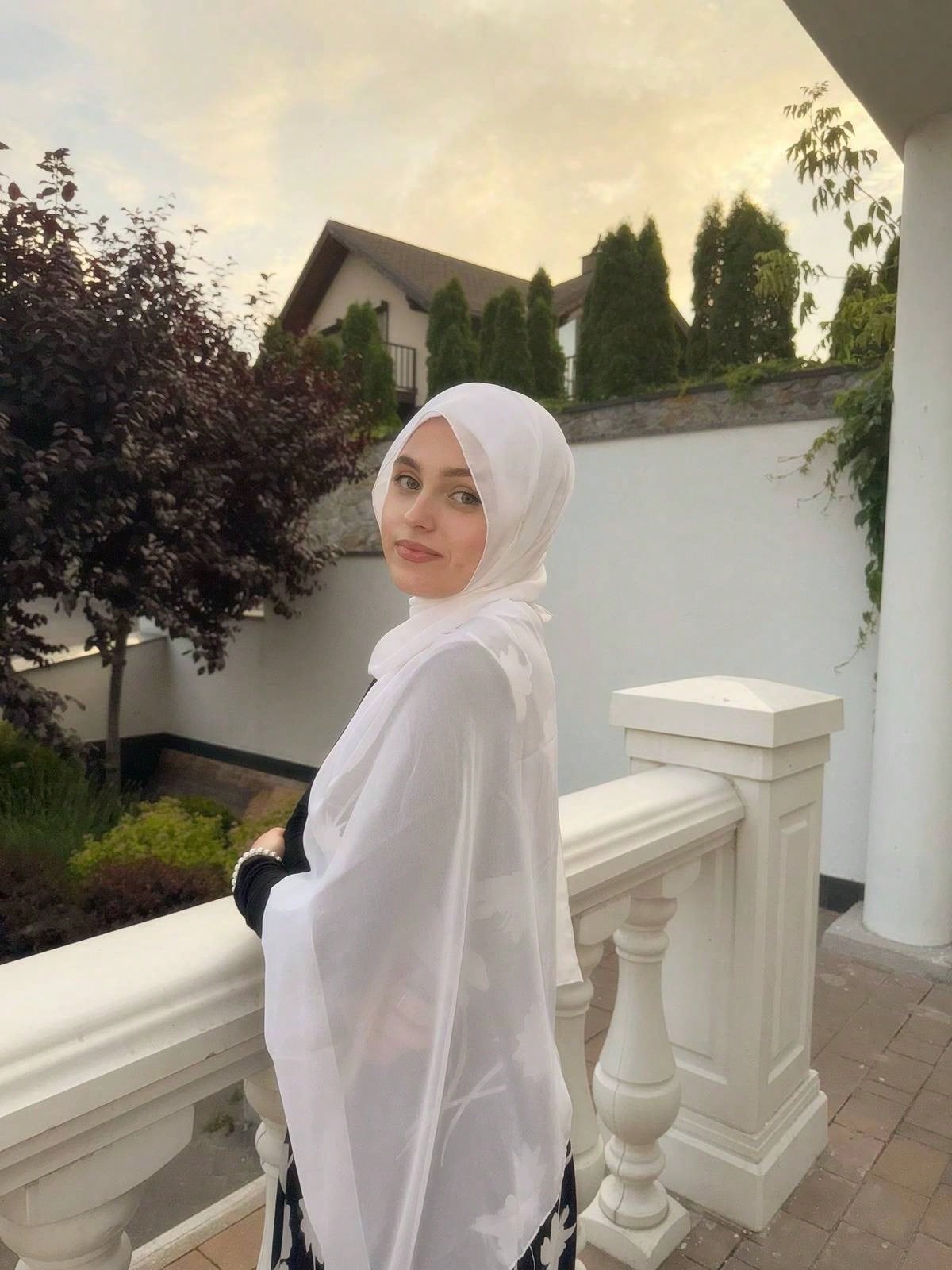 Faux Pearl Chiffon Hijab Scarf