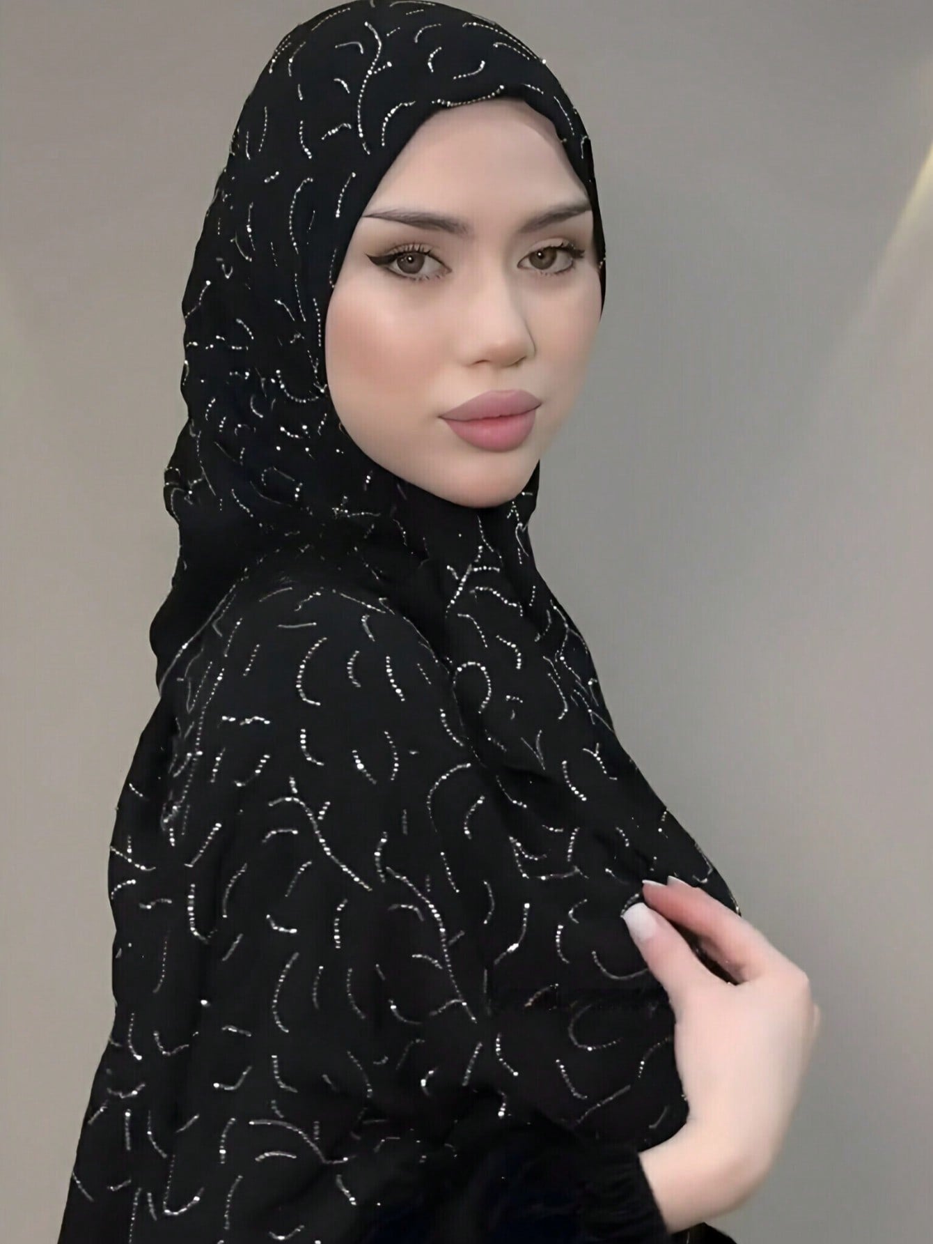 Chiffon Hijab With Faux Pearl