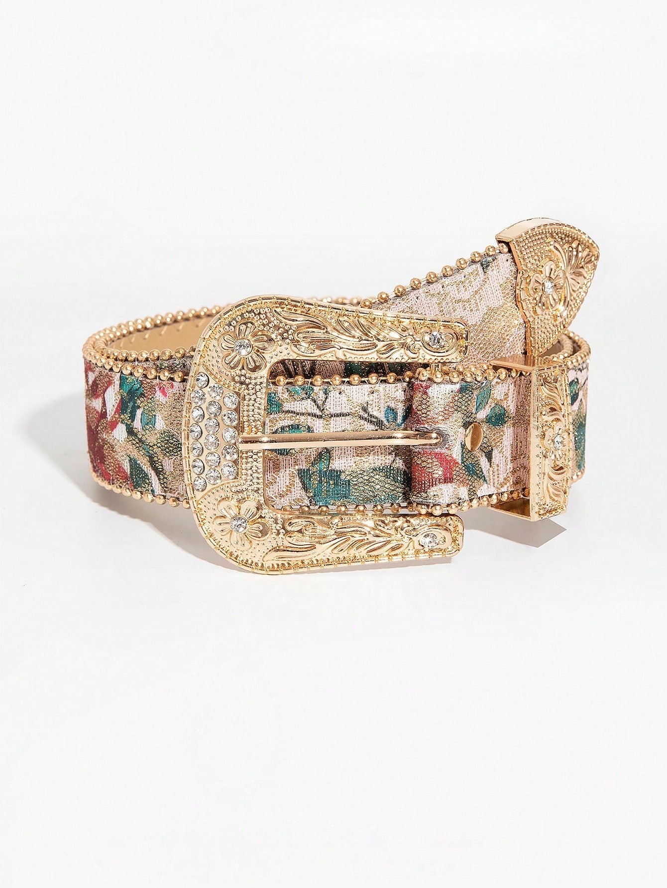 Multicolor Flower Embossed Belt