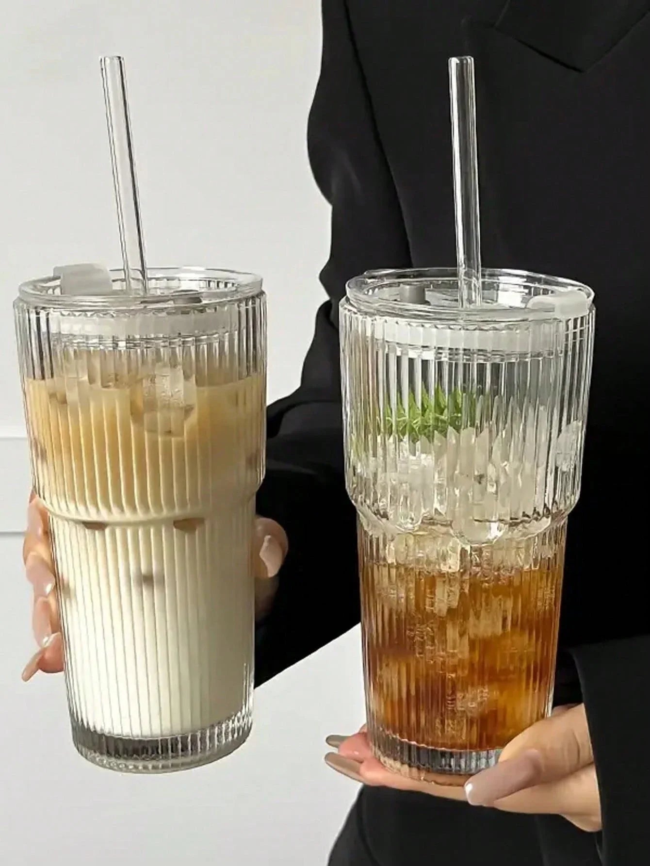 Vintage Striped Glass Tumblers Set