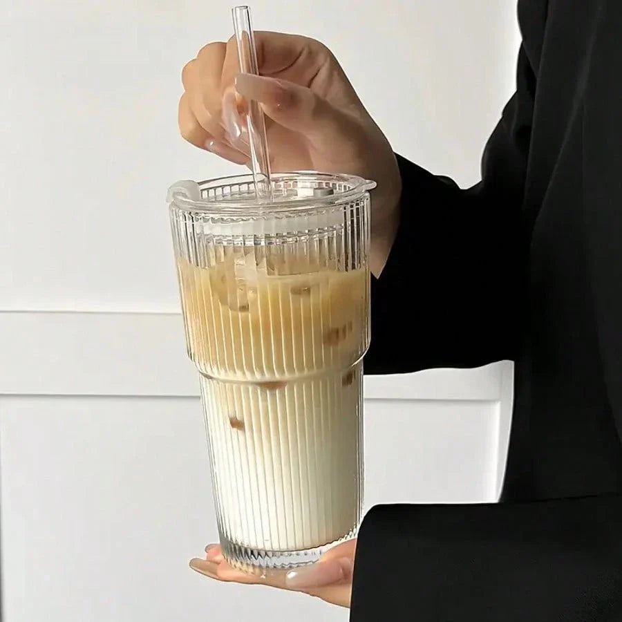 Vintage Striped Glass Tumblers Set