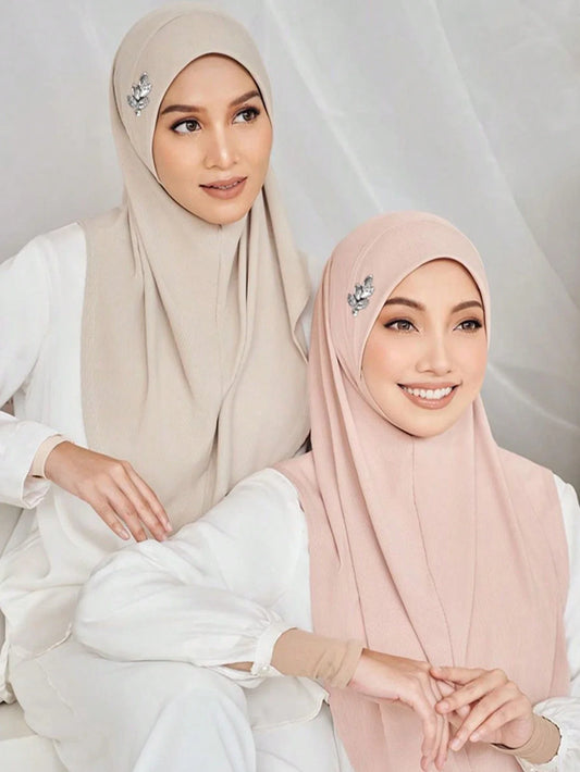 Instant Hijab With Leaf Crystal