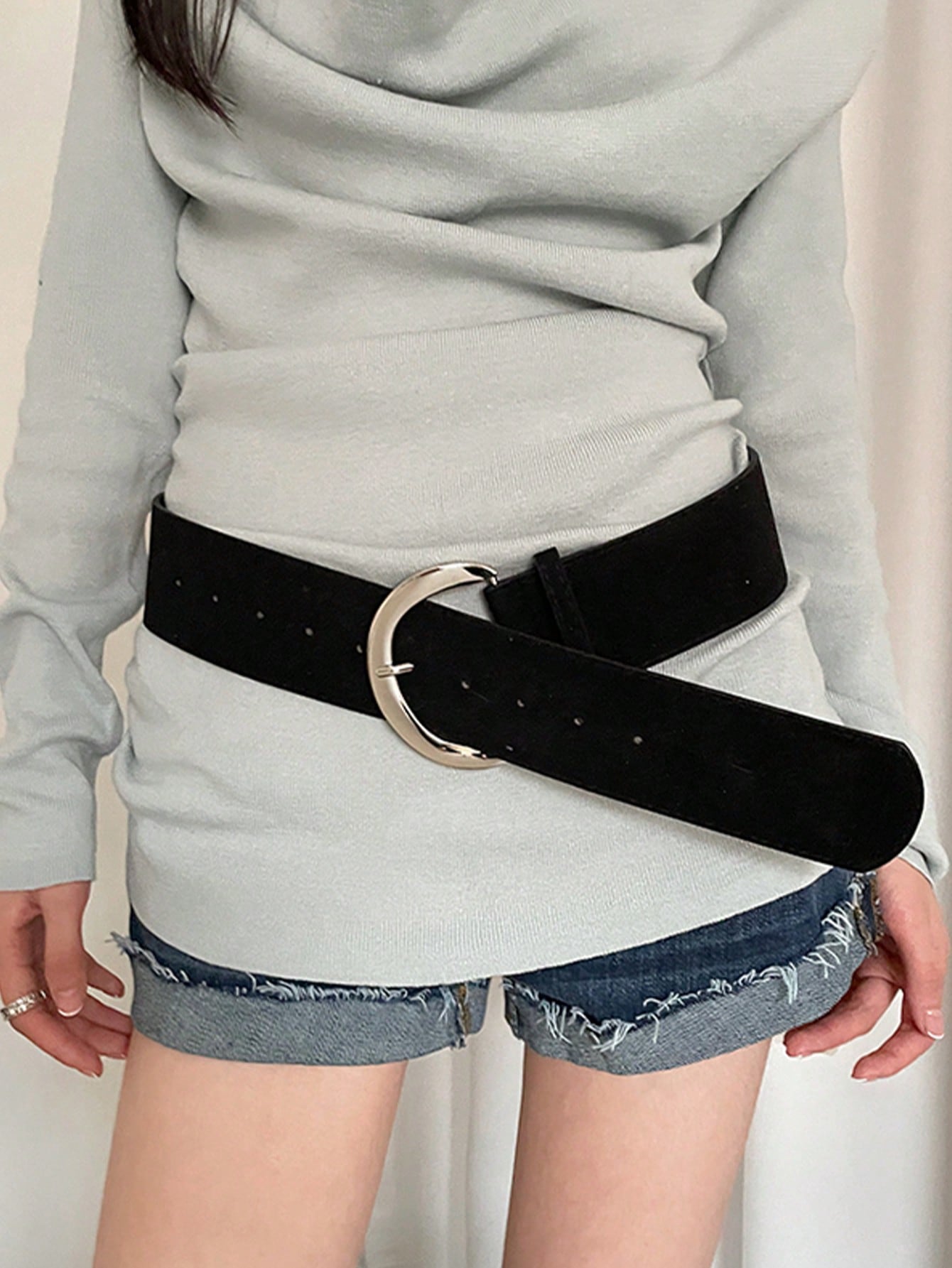 Coffee PU D-Buckle Waist Belt
