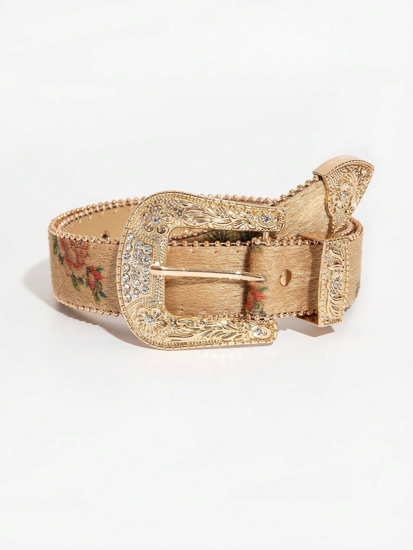Multicolor Flower Embossed Belt