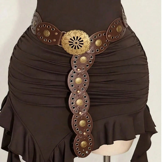 Western Boho Flower Buckle Belt