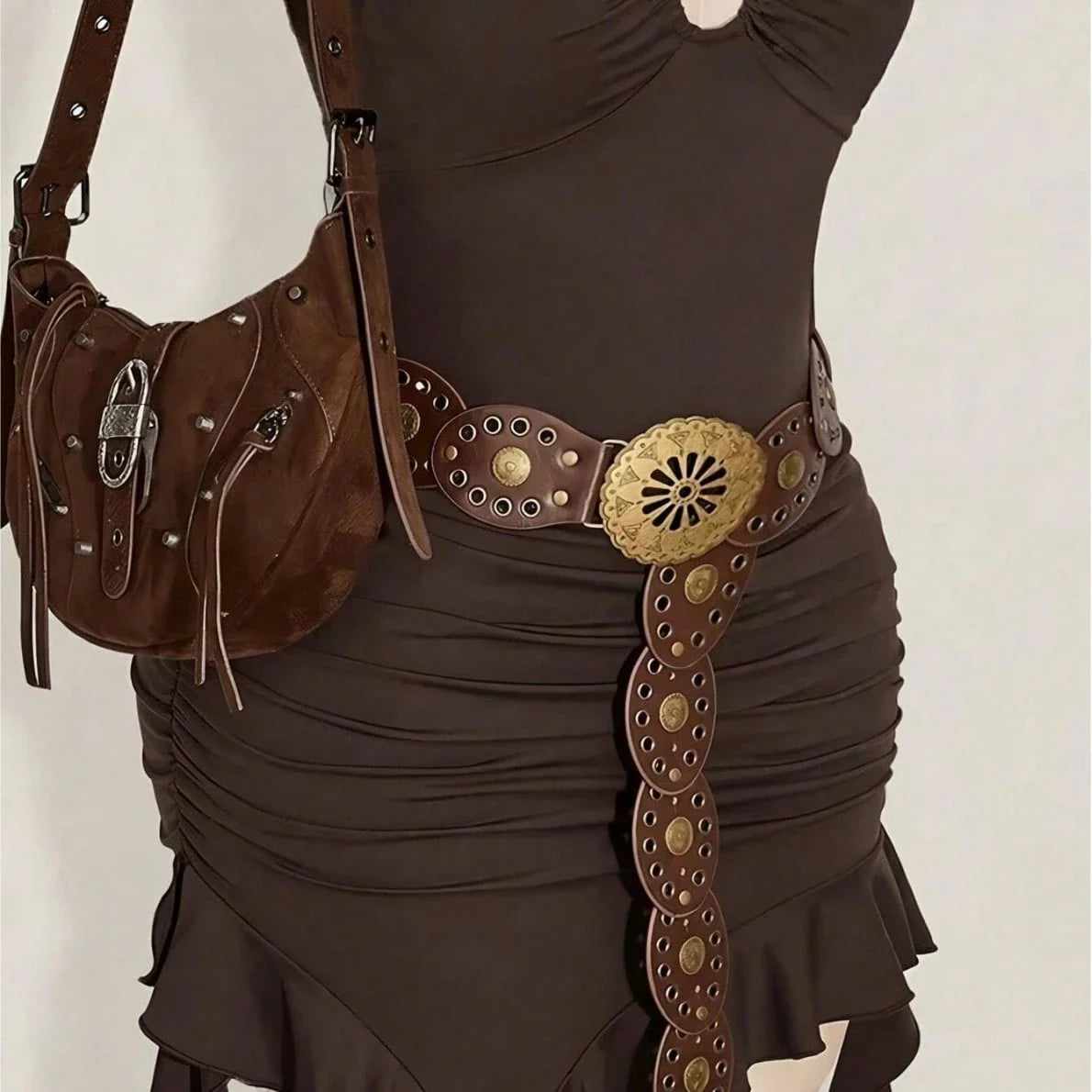 Western Boho Flower Buckle Belt