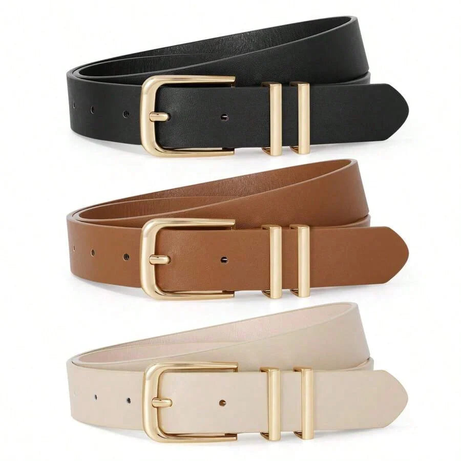 3PCS Solid Color PU Belts