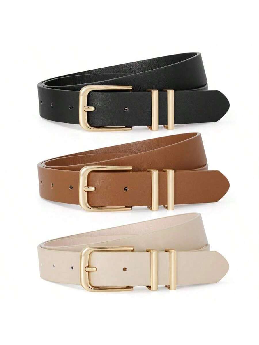 3PCS Solid Color PU Belts