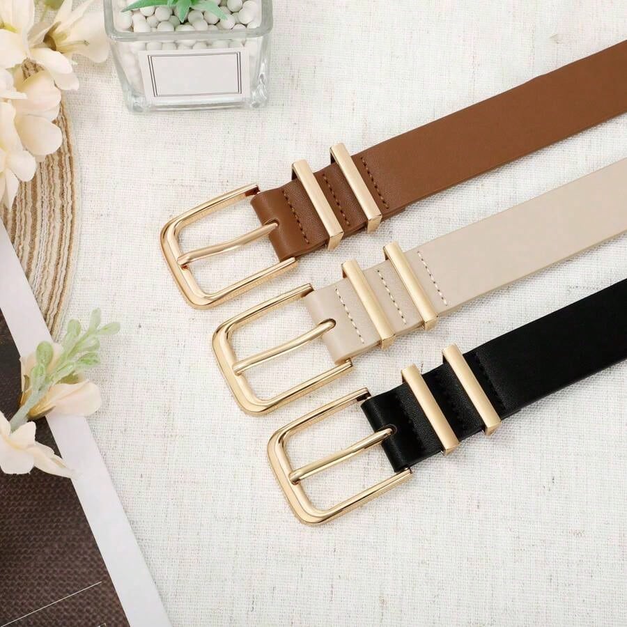 3PCS Solid Color PU Belts