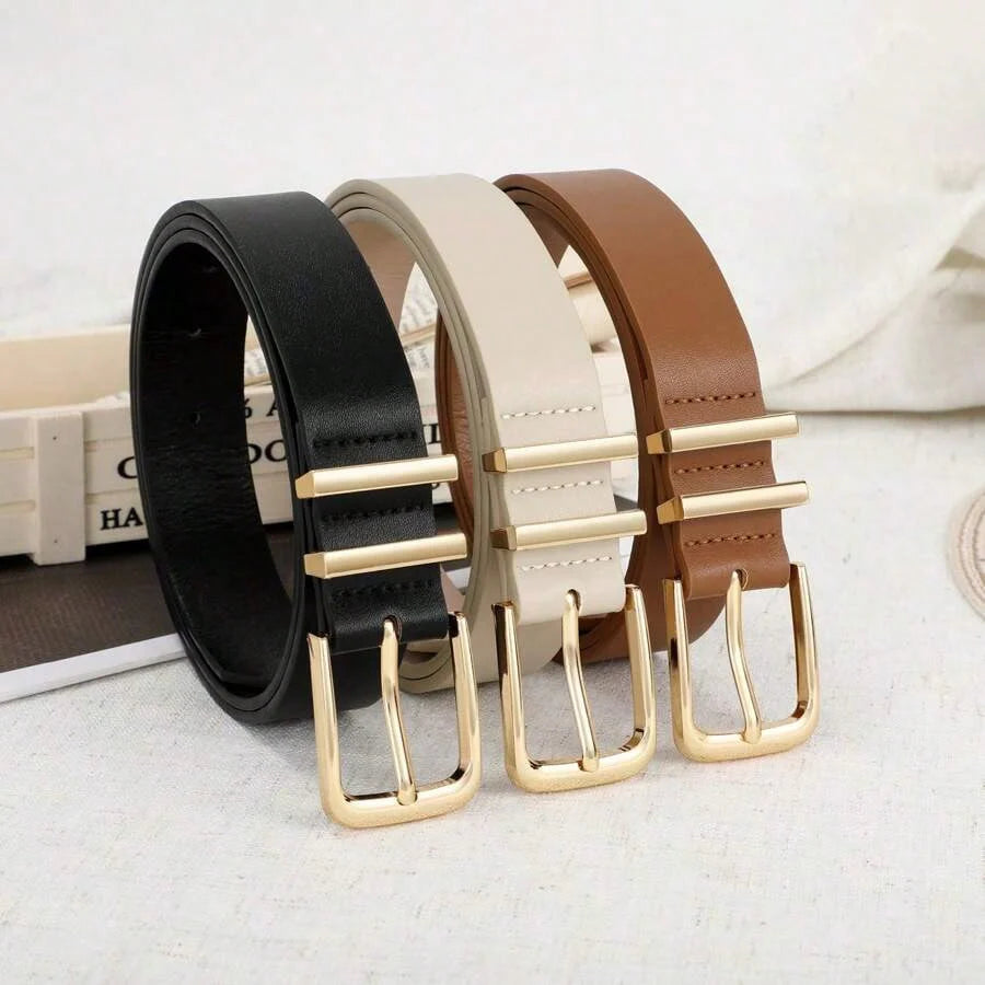 3PCS Solid Color PU Belts