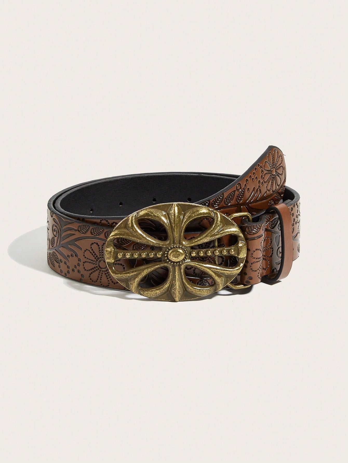 Retro Metal Buckle Leather Belt