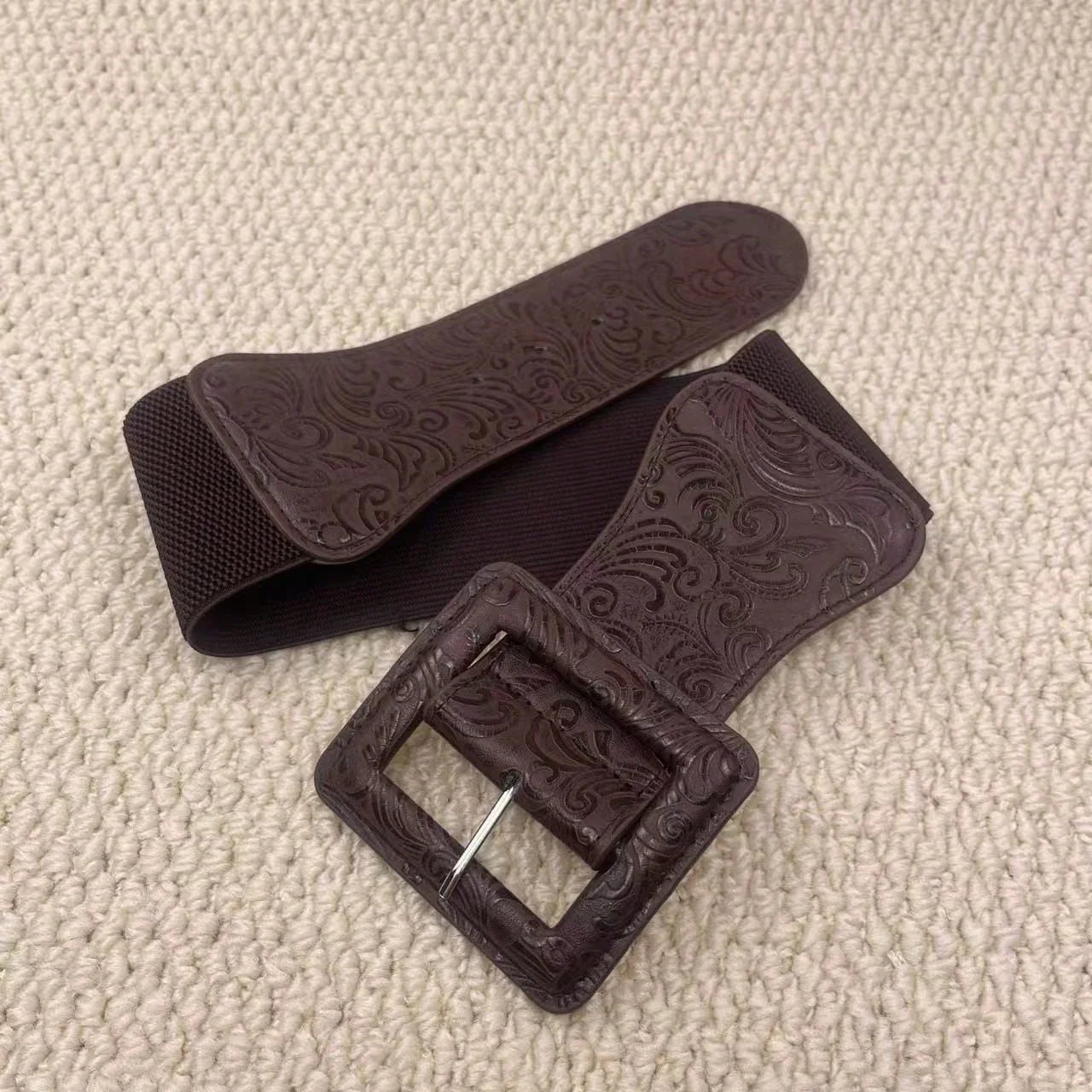 Square Buckle Dress With Belt