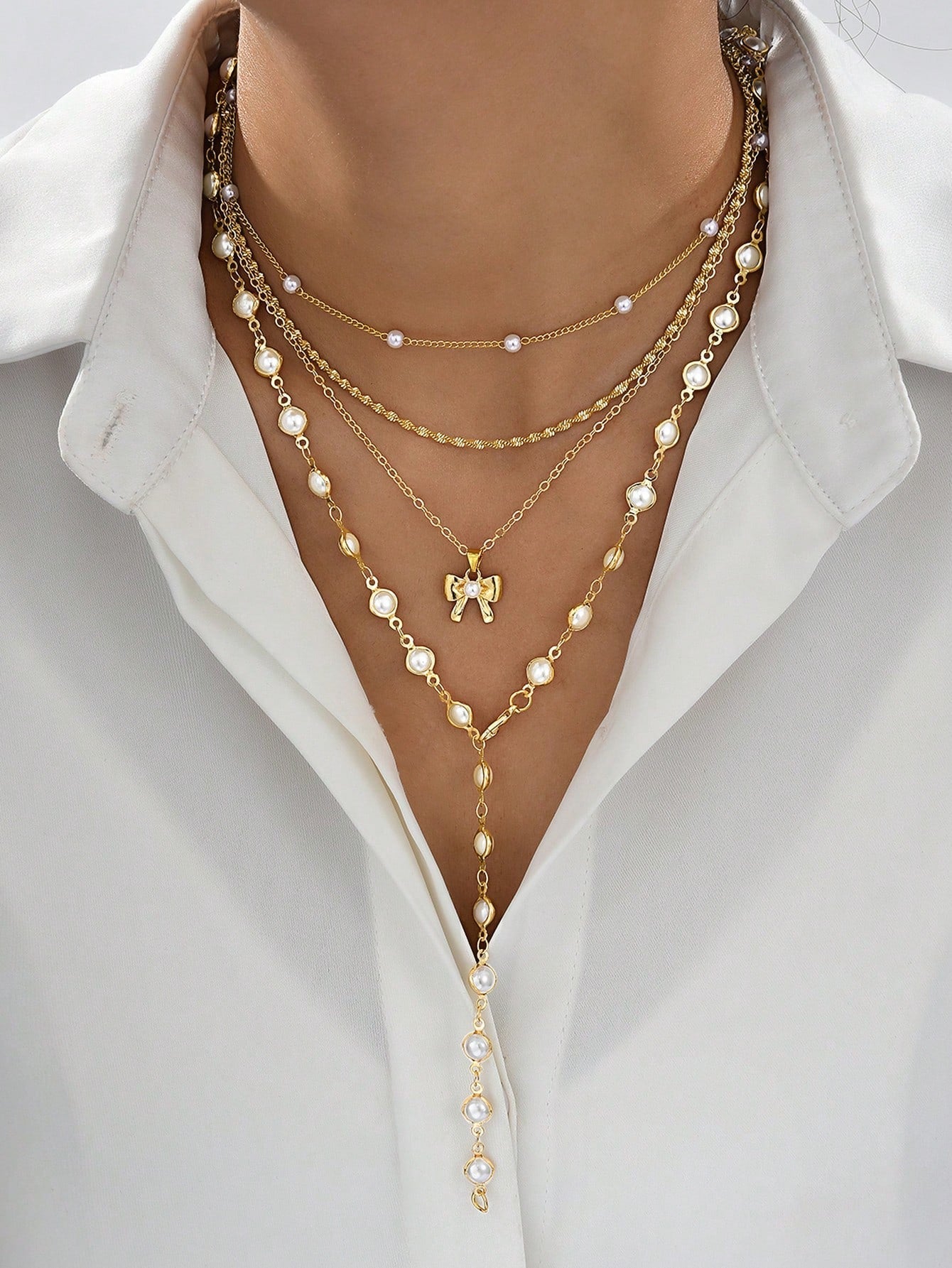Women’s Bohemian Shell Pearl Necklace Set