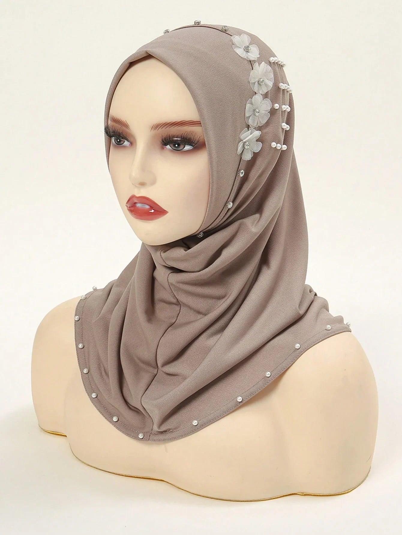Elegant Pearl & Flower Hijab