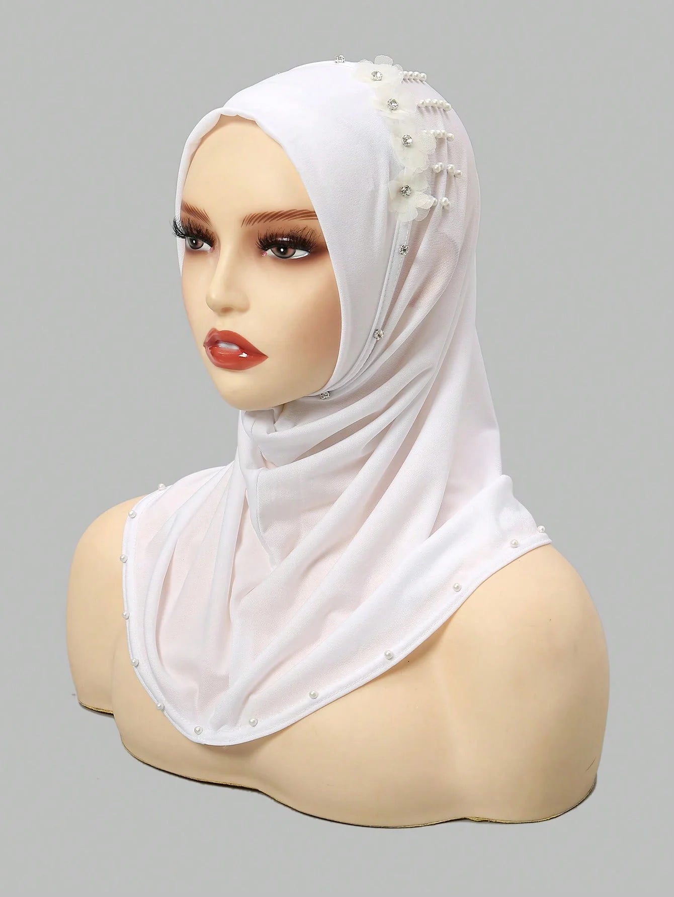 Elegant Pearl & Flower Hijab