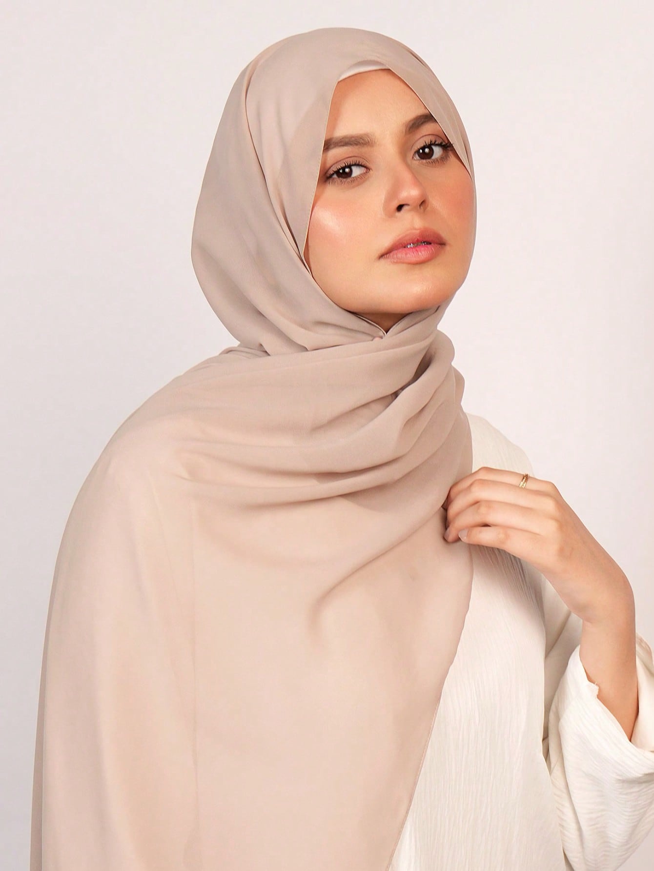 Faux Pearl Chiffon Hijab Scarf