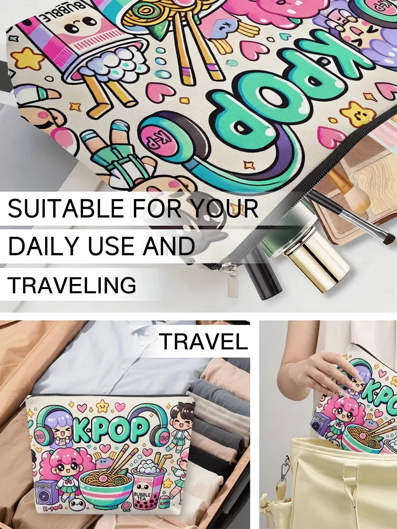 Kpop Foldable Cosmetic Travel Bag