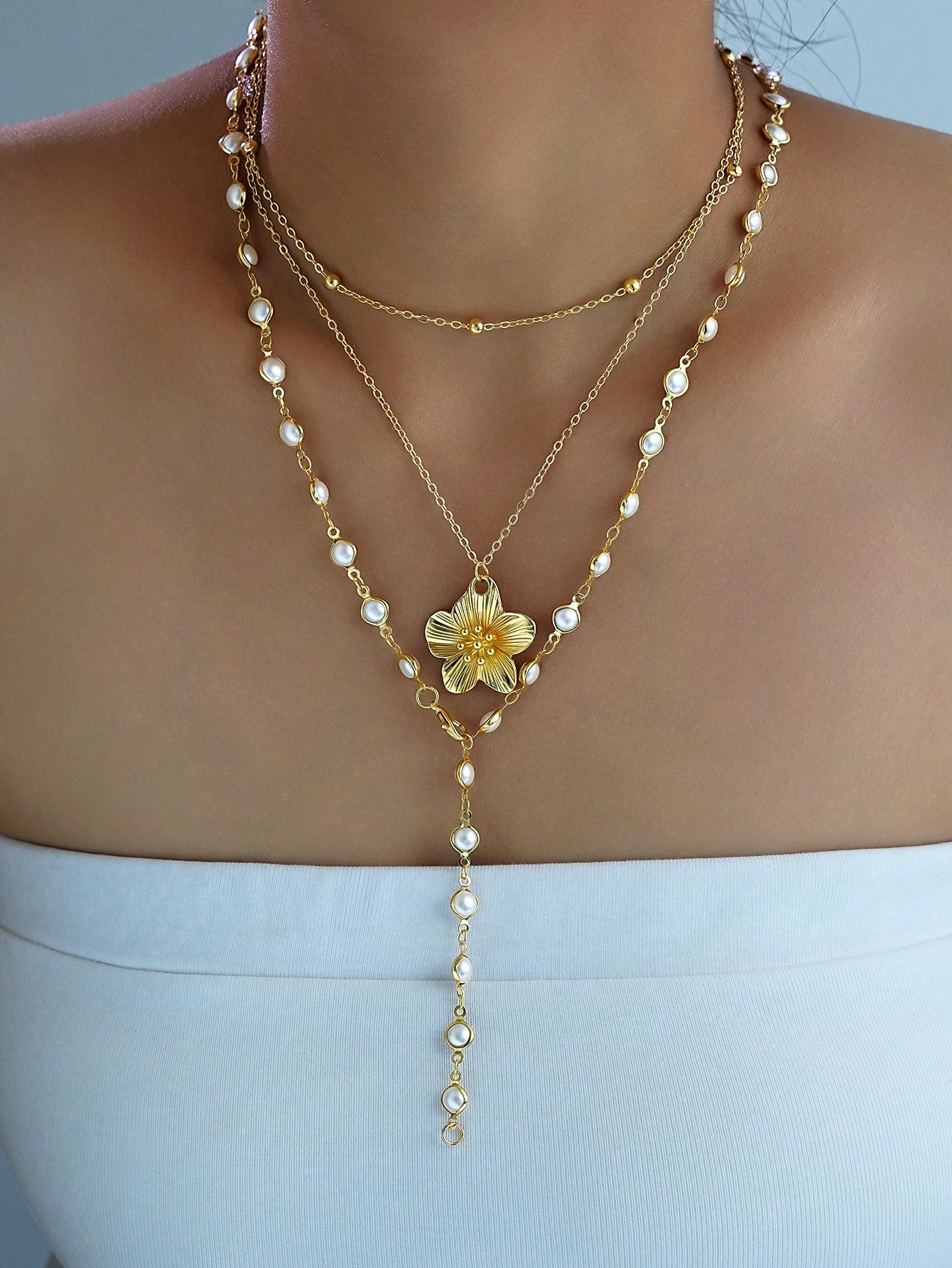 Women’s Bohemian Shell Pearl Necklace Set