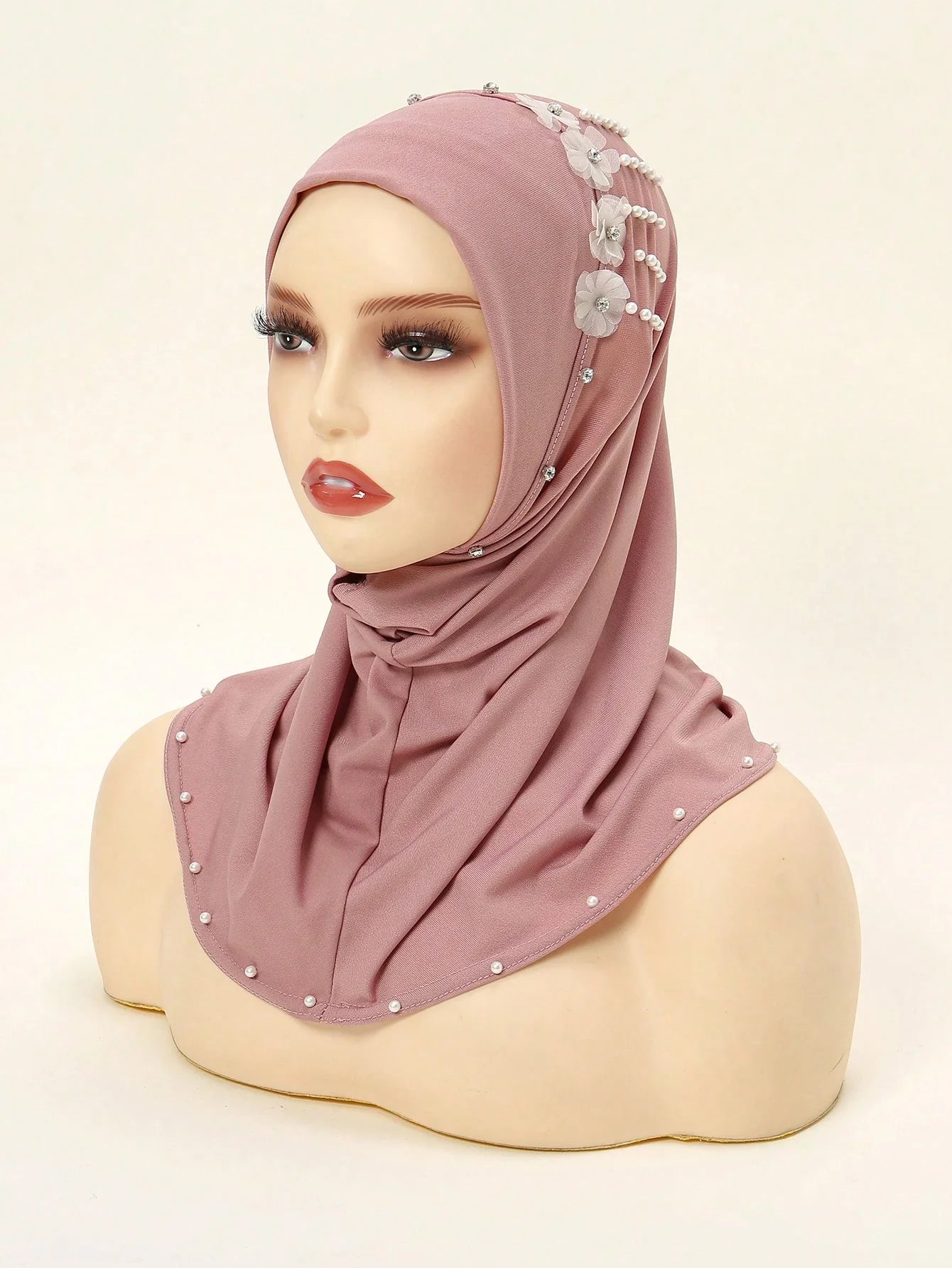 Elegant Pearl & Flower Hijab