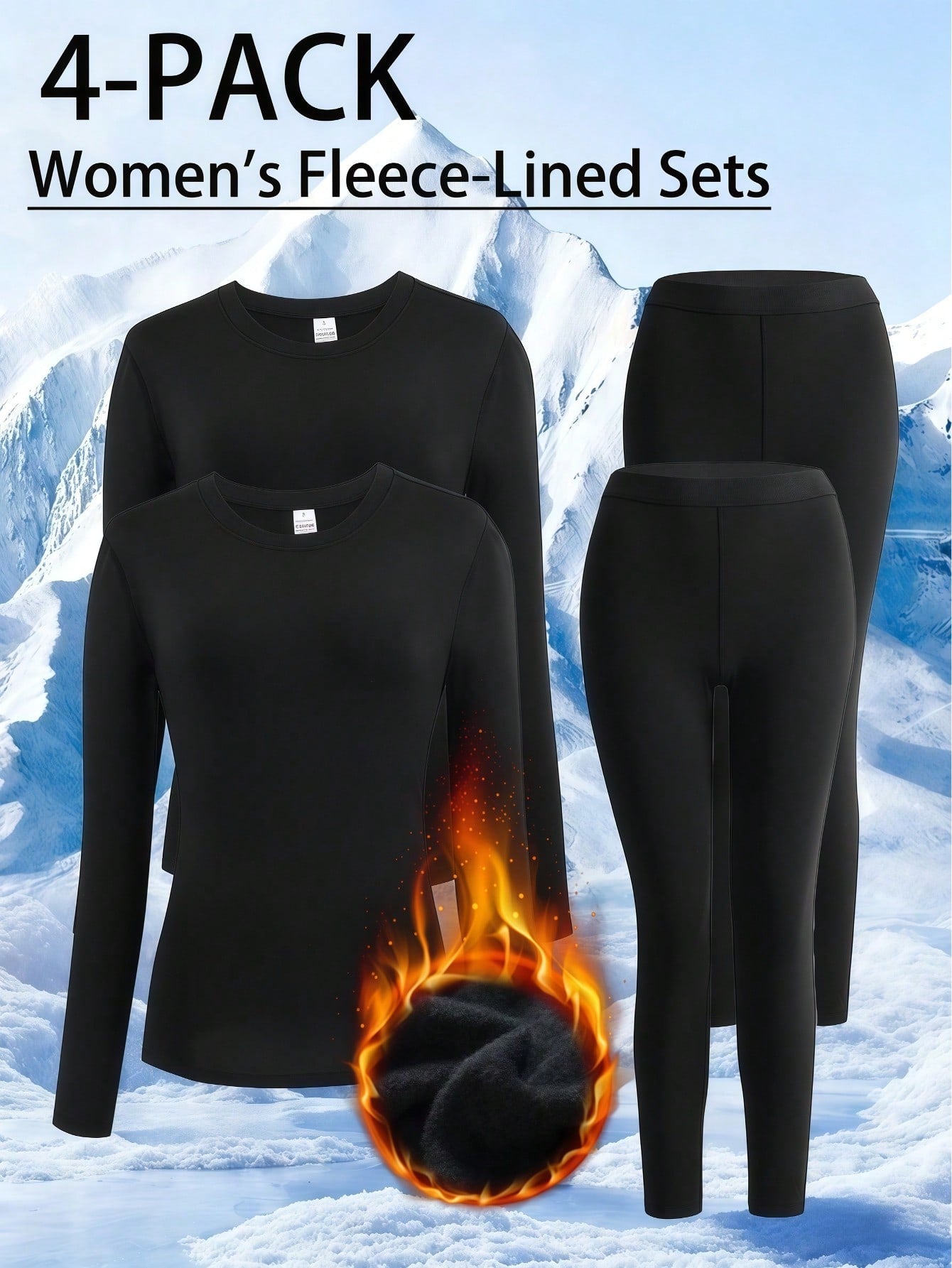4PCS Women’s Thermal Leggings Set