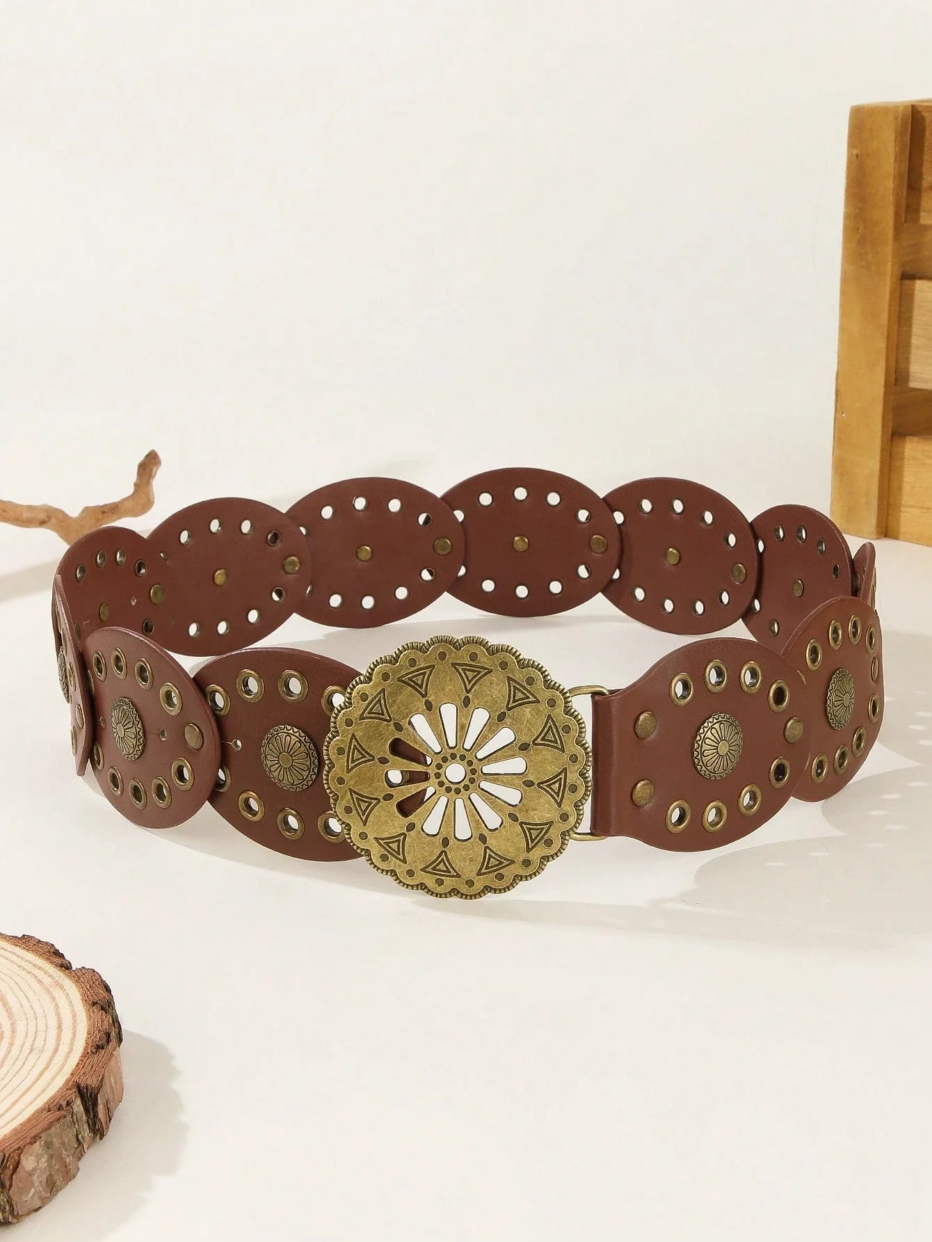 Western Boho Flower Buckle Belt