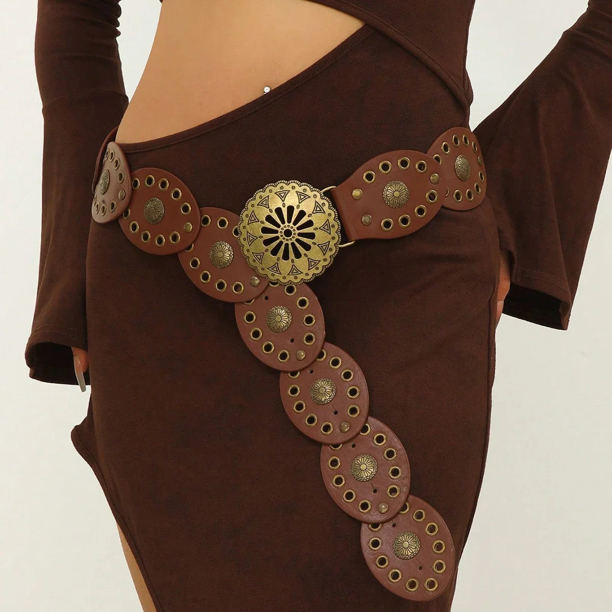 Western Boho Flower Buckle Belt