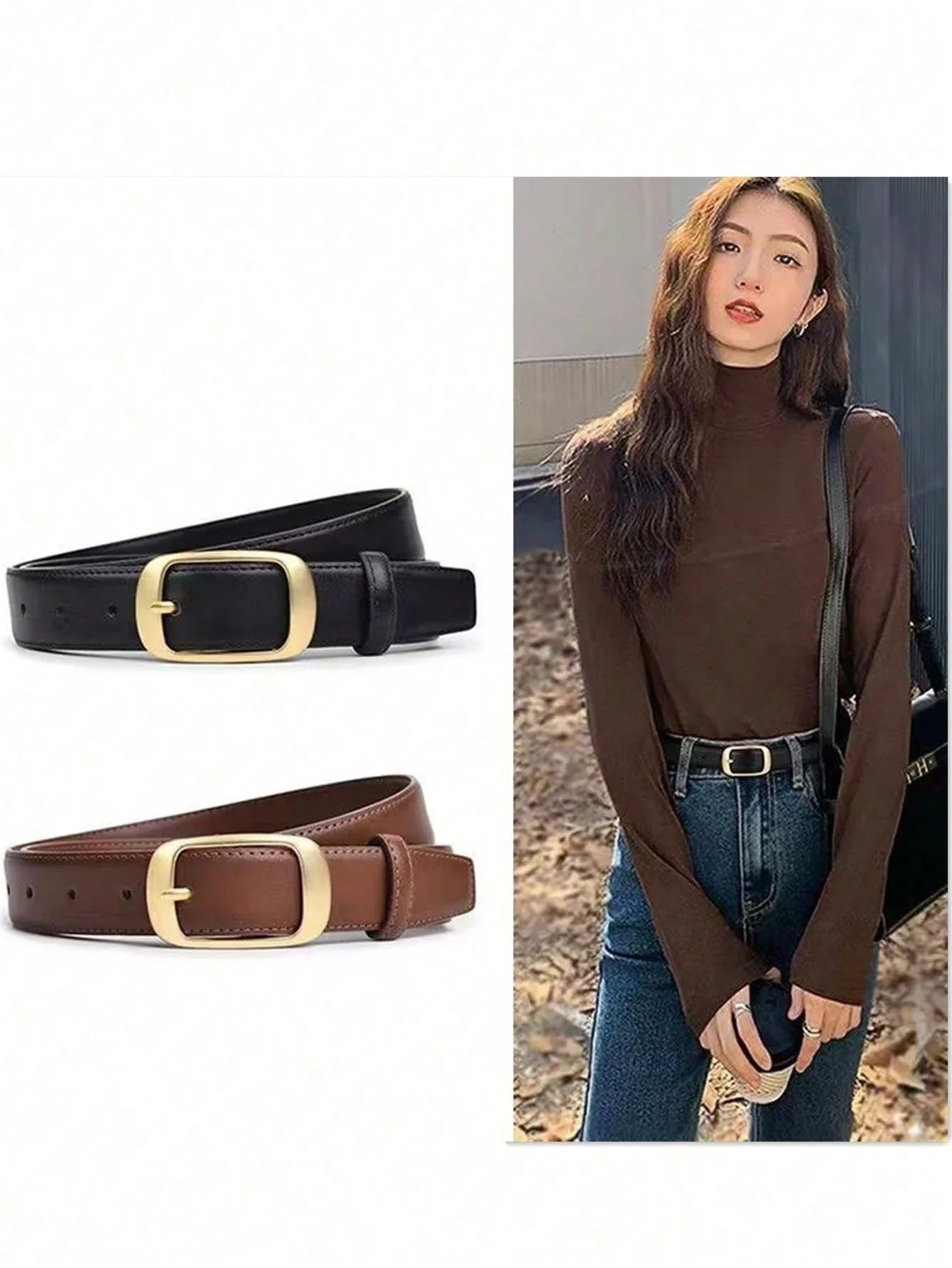 Women's PU Leather Square Belt
