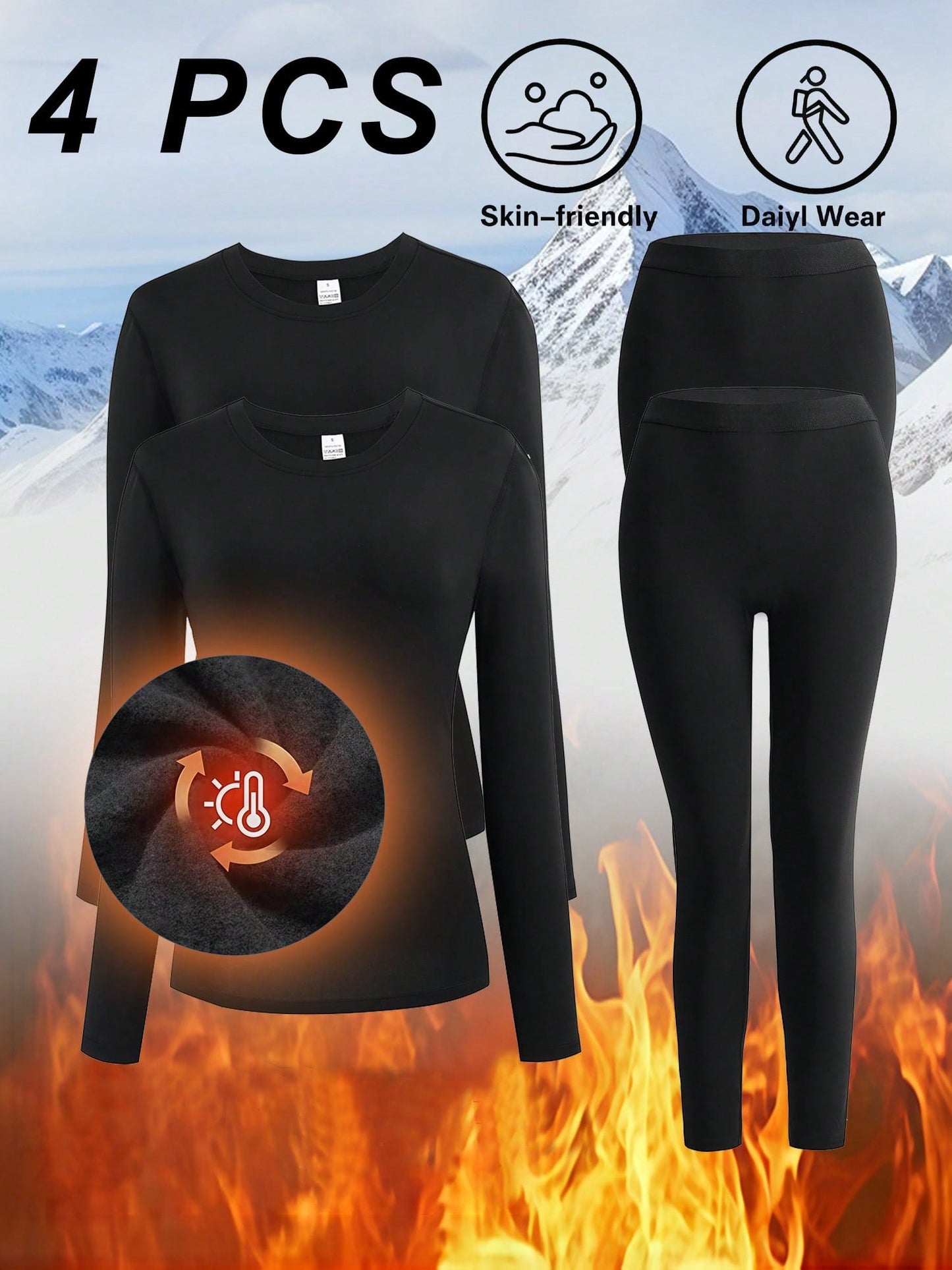 4PCS Women’s Thermal Leggings Set