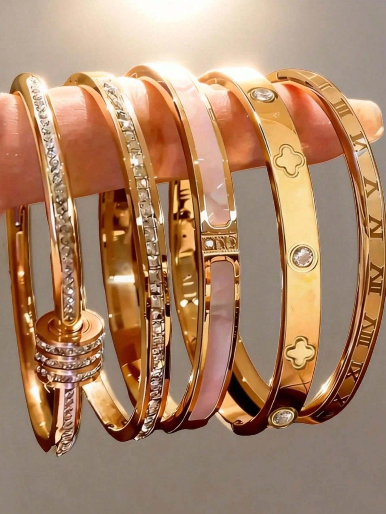 5PCS Sparkling Star Bangle Set