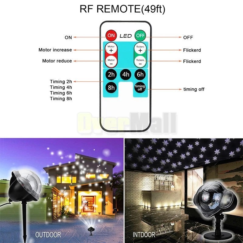 Outdoor LED Snowflake Projector Light