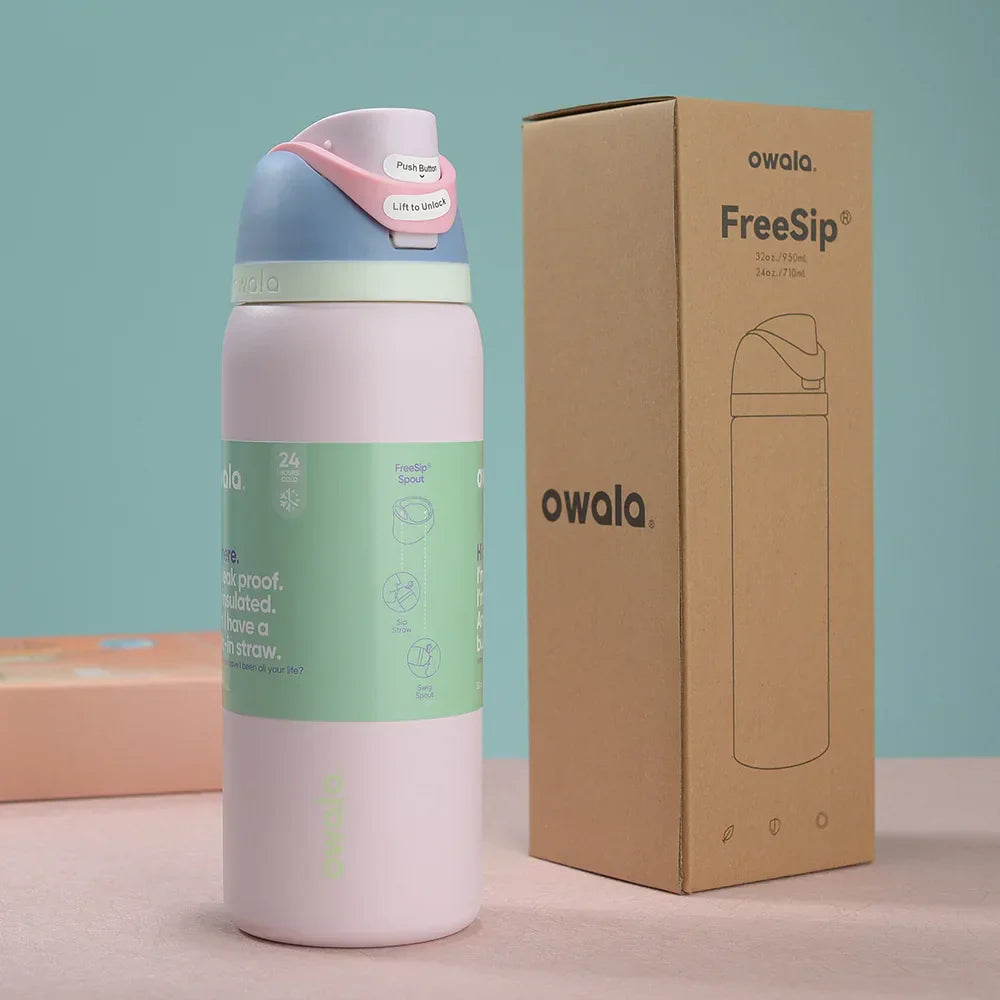 Owala FreeSip White Engraved Bottle