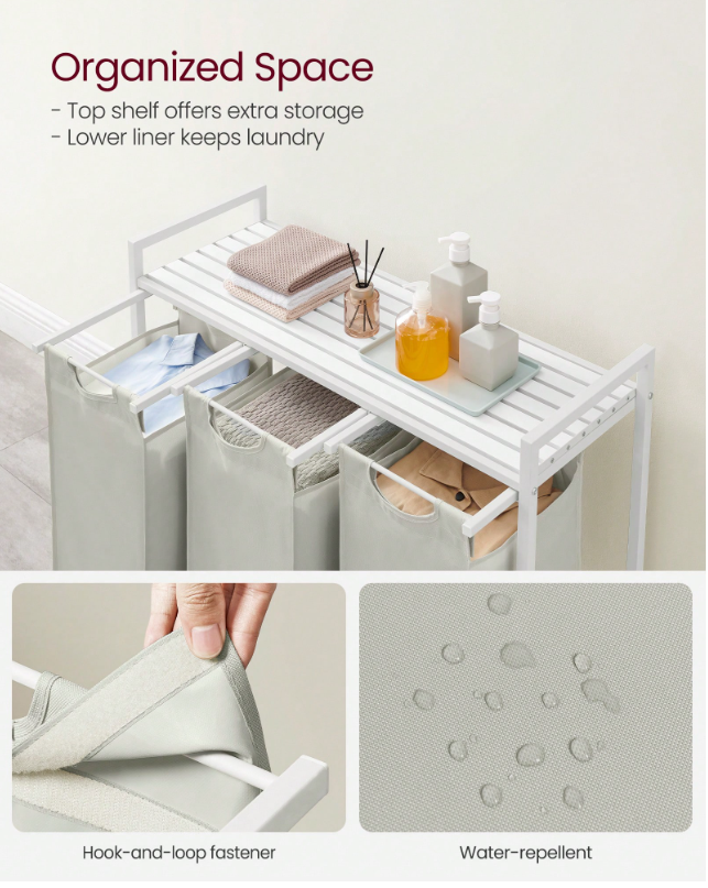 VASAGLE 3-Bag Laundry Sorter