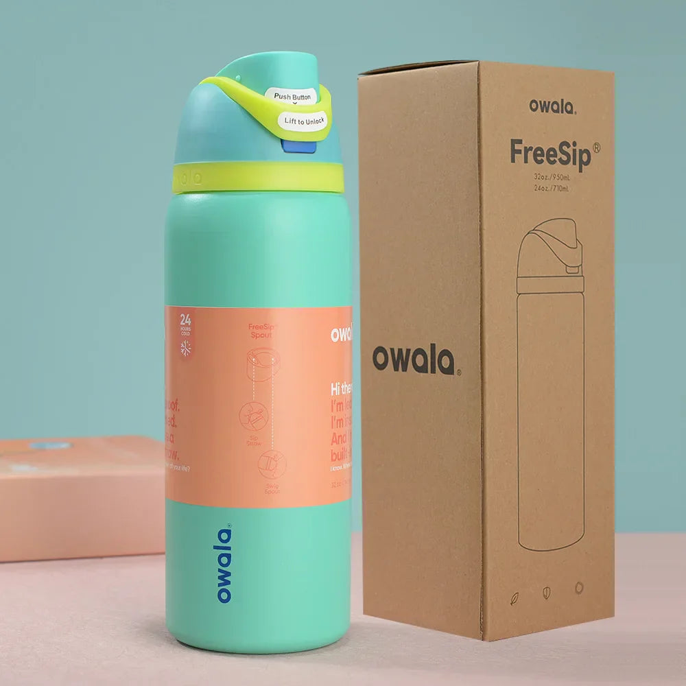 Owala FreeSip White Engraved Bottle