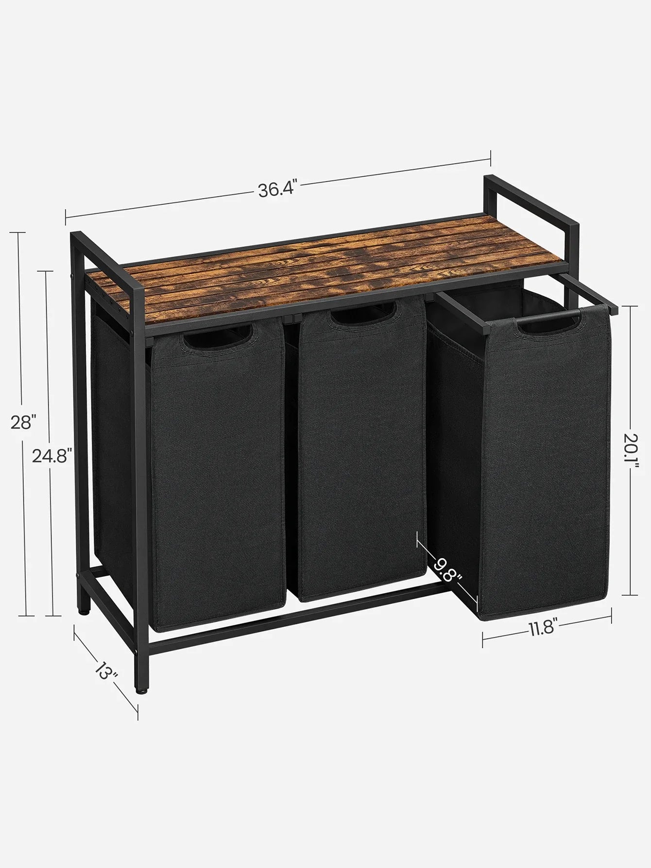 VASAGLE 3-Bag Laundry Sorter